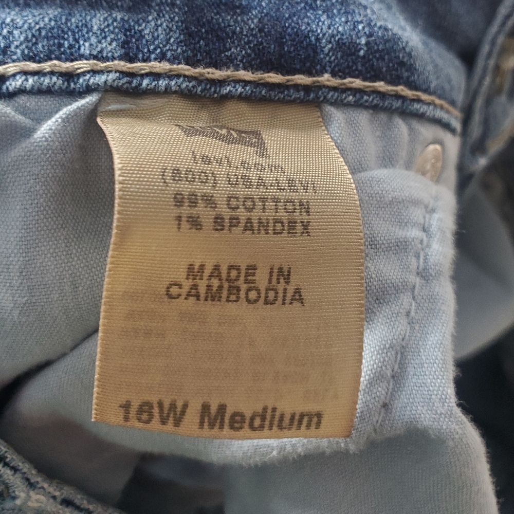 Levis 542 Flare Jeans Womens 16 W Blue Denim Flap Pocket - Picture 6 of 15